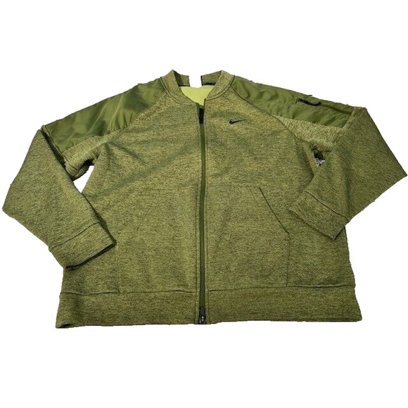 Nike Mens Bomber Jacket Therma Fit Training Full Zip Long Sleeve Green Size XL - Picture 2 of 9